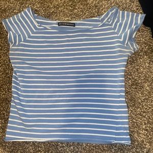 Brandy Melville White and Blue Striped Top